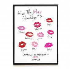 Kiss The Miss Goodbye Print A3 Black Framed Hen Party Print