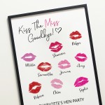Kiss The Miss Goodbye Print A3 Black Framed Hen Party Print