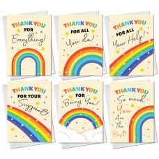 6 Pack Thank You Card Multipack With White Envelopes Rainbow