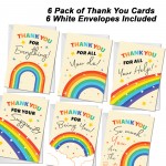 6 Pack Thank You Card Multipack With White Envelopes Rainbow