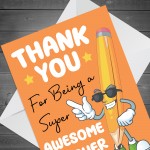 Card For Teacher End Of Year Super Awesome Teacher Thank You