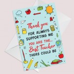 Card For Best Teacher Thank You Card For Teacher End Of Term