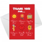 Teacher Thank You Card Multipack Of 6 Greeting Card End Of Term