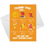 Teacher Thank You Card Multipack Of 6 Greeting Card End Of Term