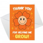 Cute Thank You For Helping Me Grow Card For Teacher Assistant
