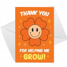 Cute Thank You For Helping Me Grow Card For Teacher Assistant
