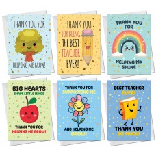 Teacher Thank You Card Multipack of 6 End of Term Leaving School