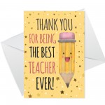 Cute Thank You Card For Teacher BEST TEACHER CARD Leaving School