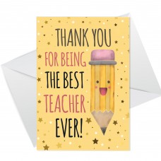 Cute Thank You Card For Teacher BEST TEACHER CARD Leaving School