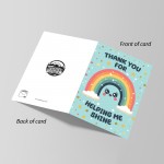 Card For TEACHER Thank You For Helping Me Shine Rainbow Card