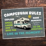CAMPERVAN RULES SIGN Wall Door Plaque Novelty Campervan Sign
