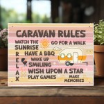 Colourful CARAVAN RULES SIGN Wall Door Plaque Caravan Sign