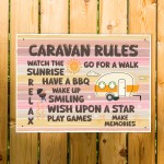 Colourful CARAVAN RULES SIGN Wall Door Plaque Caravan Sign