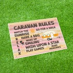 Colourful CARAVAN RULES SIGN Wall Door Plaque Caravan Sign