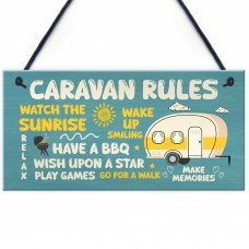 Quirky CARAVAN RULES SIGN Wall Door Plaque Caravan Sign For Home