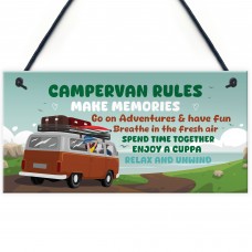 Campervan Rules Sign Hanging Door Plaque Caravan Sign Holiday