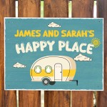 Gift For Caravan Personalised Caravan Sign Novelty Happy Place