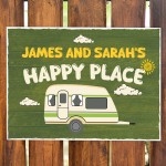 Novelty Gift For Caravan Personalised Caravan Sign Happy Place