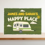 Novelty Gift For Caravan Personalised Caravan Sign Happy Place
