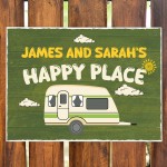 Novelty Gift For Caravan Personalised Caravan Sign Happy Place