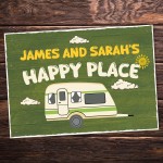 Novelty Gift For Caravan Personalised Caravan Sign Happy Place
