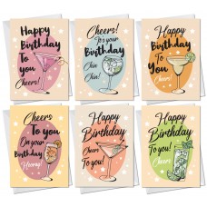 Birthday Cards For Women Multipack 6 Pack Cocktail Birthday Girl