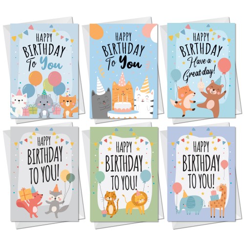 Birthday Card Multipack 6 Pack of Birthday Cards Children Kids