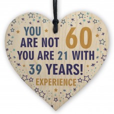 60th Birthday Gift For Men Women Him Her Sixty Years Wood Heart