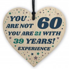 Novelty 60th Birthday Gift For Men Women Him Funny Wood Heart