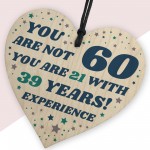 Novelty 60th Birthday Gift For Men Women Him Funny Wood Heart