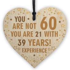 60th Birthday Gift For Women Men Him Her Wood Heart Mum Dad 