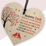 2nd Wedding Anniversary Heart Plaque Present For Anniversary