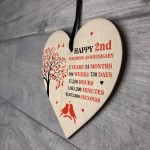 2nd Wedding Anniversary Heart Plaque Present For Anniversary