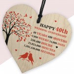 40th Wedding Anniversary Heart Plaque Present For Anniversary