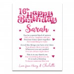 PERSONALISED 16th Birthday Gifts For Her Gift For Daughter A3