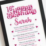PERSONALISED 16th Birthday Gifts For Her Gift For Daughter