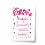 PERSONALISED 16th Birthday Gifts For Her Gift For Daughter A4