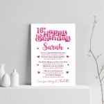 PERSONALISED 16th Birthday Gifts For Her Gift For Daughter A4