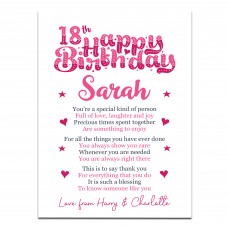 PERSONALISED 18th Birthday Gifts For Her Gift For Daughter A3
