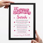 PERSONALISED 18th Birthday Gifts For Her Gift For Daughter