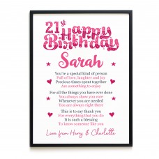 PERSONALISED 21st Birthday Gifts For Her Gift For Daughter