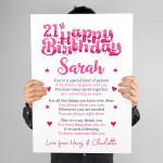 PERSONALISED 21st Birthday Gifts For Her Gift For Daughter A3