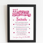 PERSONALISED 21st Birthday Gifts For Her Gift For Daughter