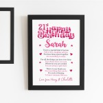 PERSONALISED 21st Birthday Gifts For Her Gift For Daughter