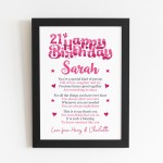PERSONALISED 21st Birthday Gifts For Her Gift For Daughter