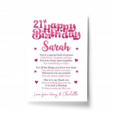 PERSONALISED 21st Birthday Gift For Her Gift For Daughter A4