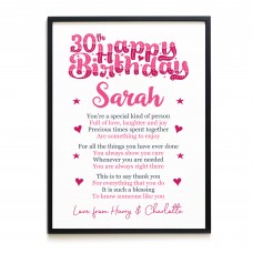 PERSONALISED 30th Birthday Gifts For Her Gift For Daughter