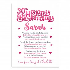 PERSONALISED 30th Birthday Gifts For Her Gift For Daughter A3