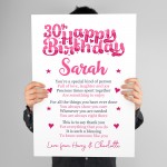 PERSONALISED 30th Birthday Gifts For Her Gift For Daughter A3