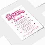 PERSONALISED 30th Birthday Gifts For Her Gift For Daughter A3